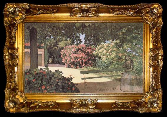 framed  Frederic Bazille The Terrace at Meric, ta009-2
